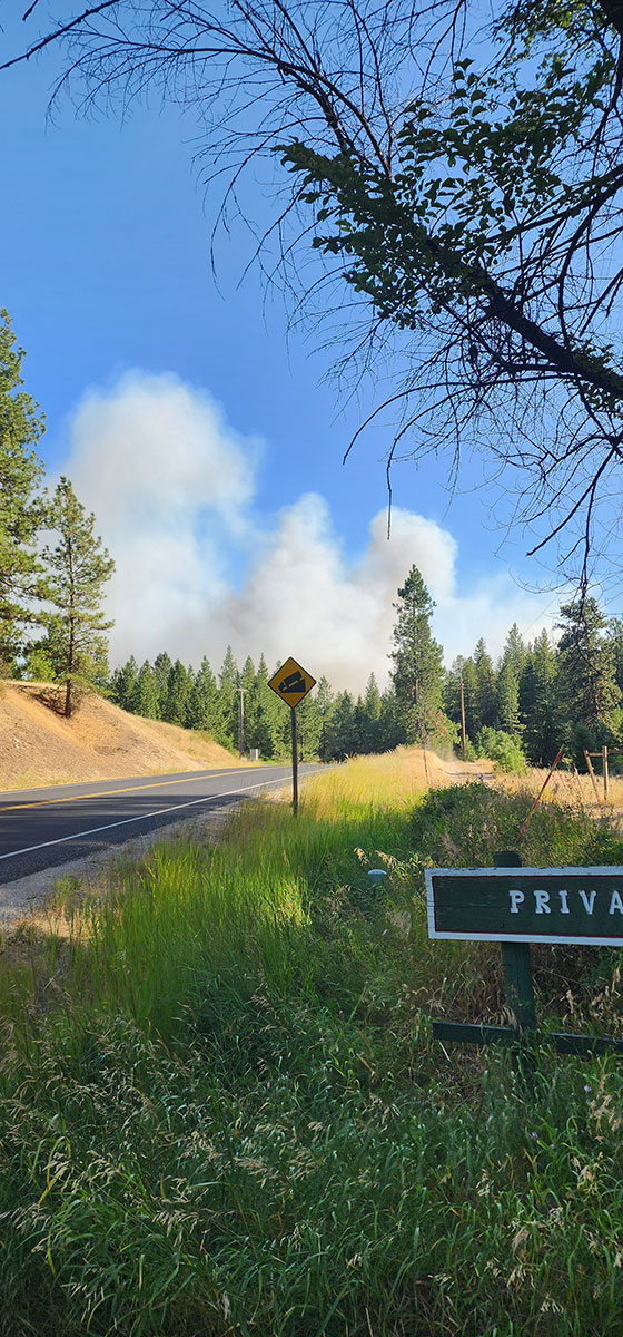 Smoke from the Autumn Lane Fire near Living Springs Ranch